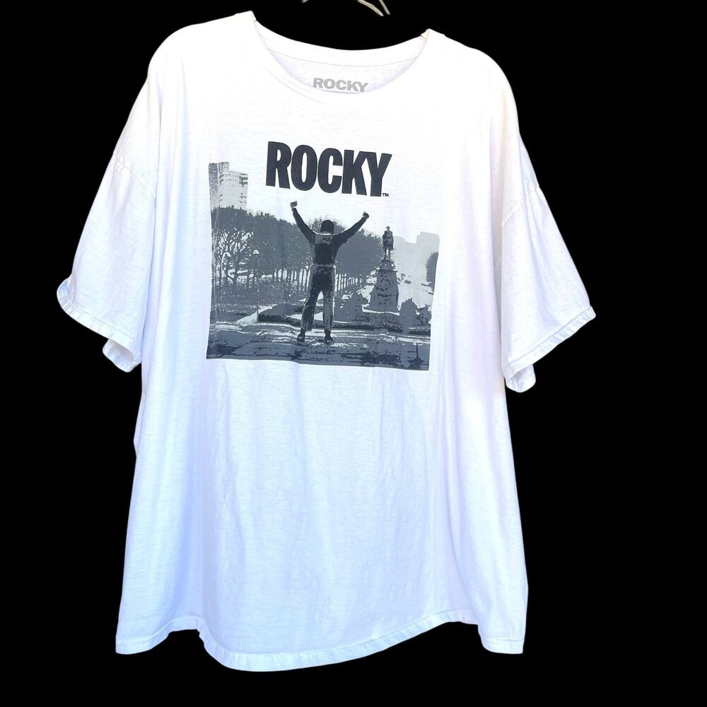 Rocky Shirt Mens 3XL White Classic Movie Philadelphia Steps Graphic Tee Boxing